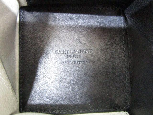 SAINT LAURENT PARIS Coin Case Wallet Purse Compact Logo Black White Authentic