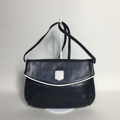 CELINE shoulder bag Purse Triomphe Navy Leather Authentic Women's Used