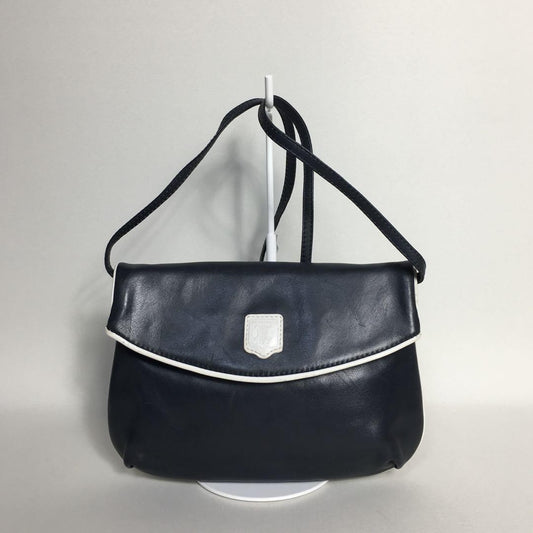 CELINE shoulder bag Purse Triomphe Navy Leather Authentic Women's Used