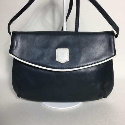 CELINE shoulder bag Purse Triomphe Navy Leather Authentic Women's Used