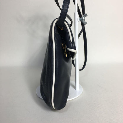 CELINE shoulder bag Purse Triomphe Navy Leather Authentic Women's Used