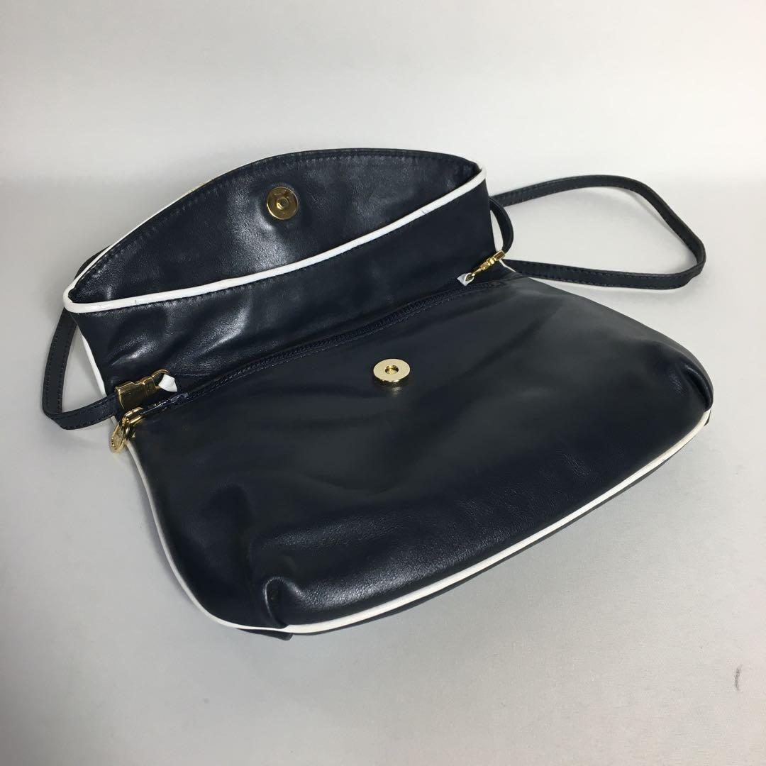 CELINE shoulder bag Purse Triomphe Navy Leather Authentic Women's Used