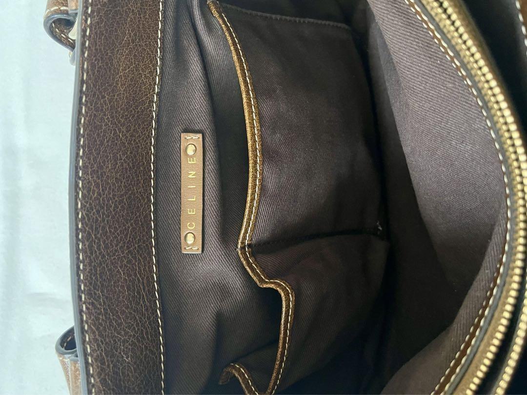 CELINE handbag Tote Purse Boogie Bag Brown Canvas Leather Authentic Used Women's