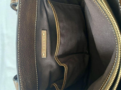 CELINE handbag Tote Purse Boogie Bag Brown Canvas Leather Authentic Used Women's
