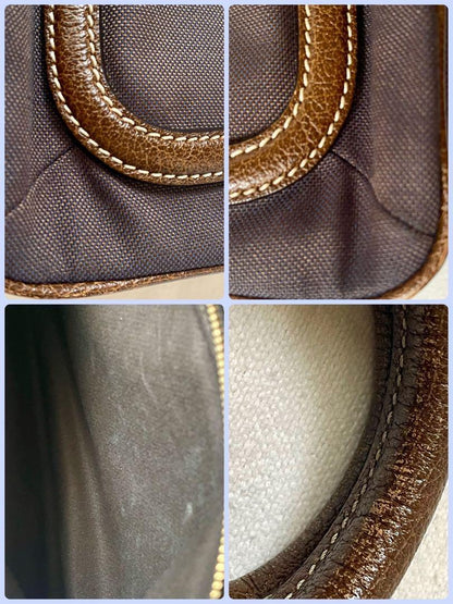 CELINE handbag Tote Purse Boogie Bag Brown Canvas Leather Authentic Used Women's