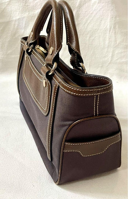 CELINE handbag Tote Purse Boogie Bag Brown Canvas Leather Authentic Used Women's