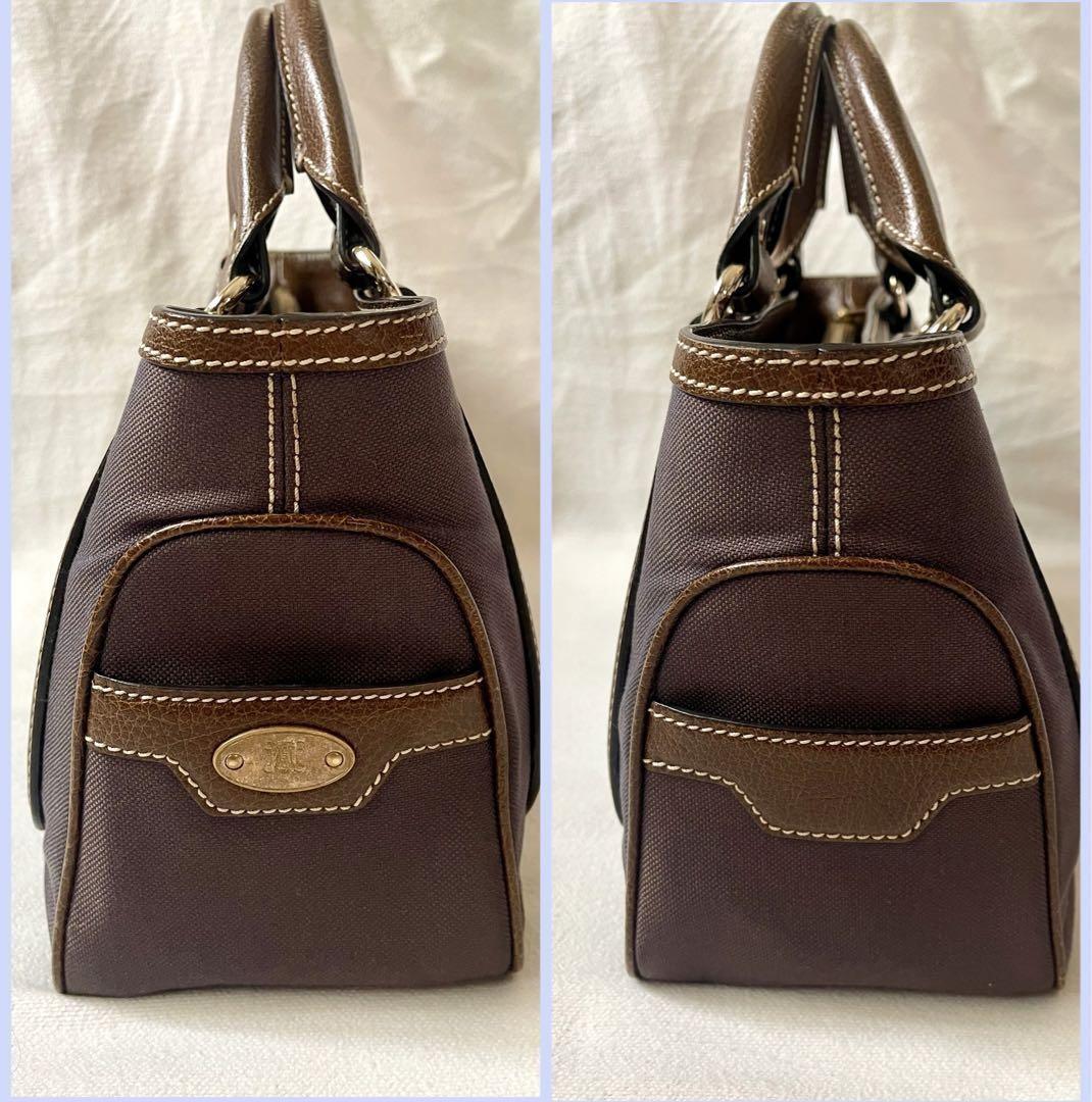 CELINE handbag Tote Purse Boogie Bag Brown Canvas Leather Authentic Used Women's