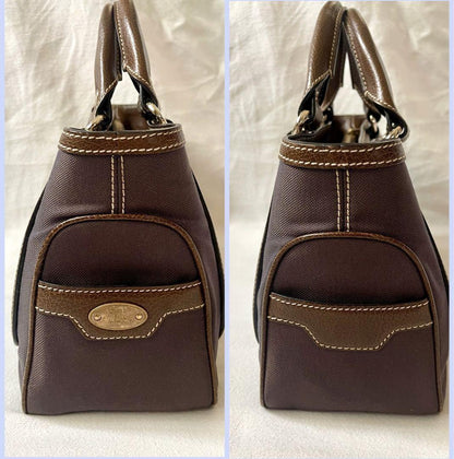CELINE handbag Tote Purse Boogie Bag Brown Canvas Leather Authentic Used Women's