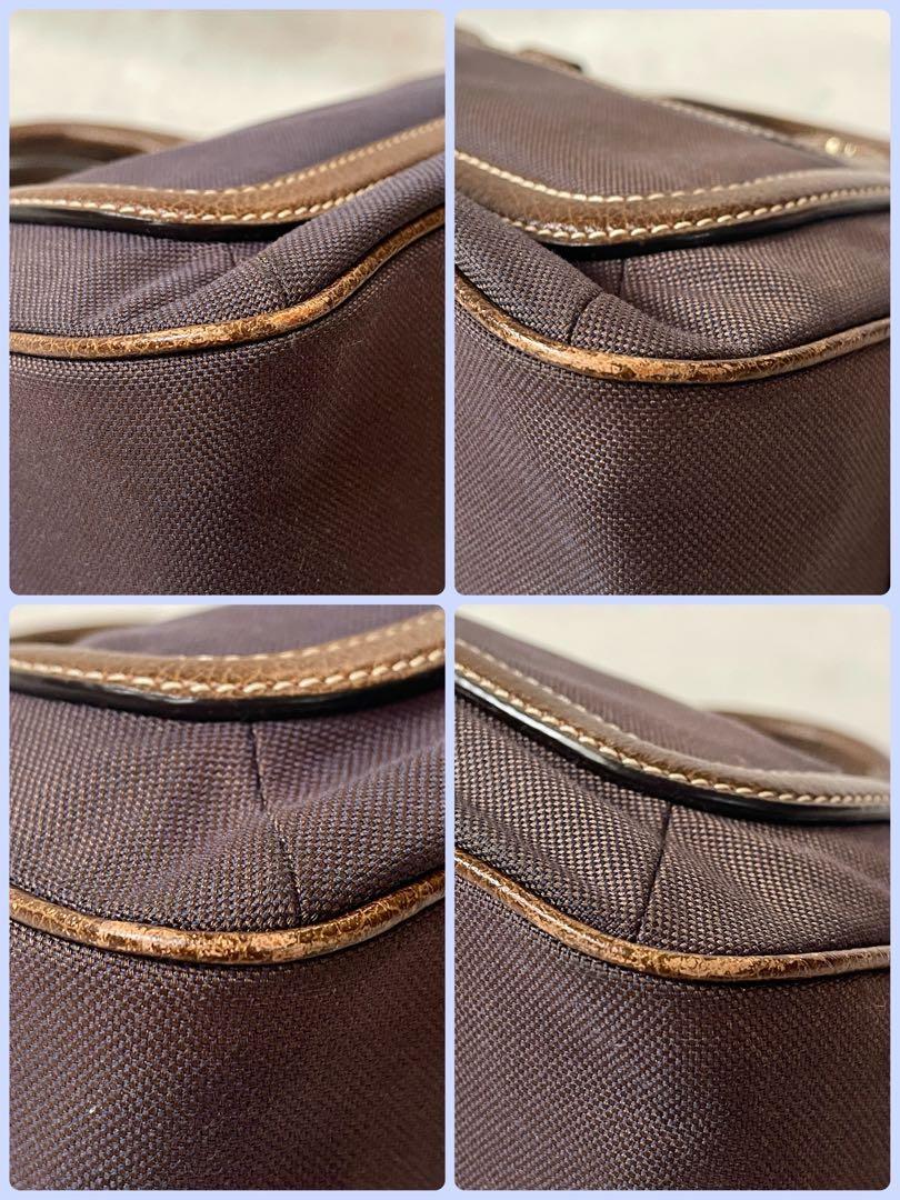 CELINE handbag Tote Purse Boogie Bag Brown Canvas Leather Authentic Used Women's