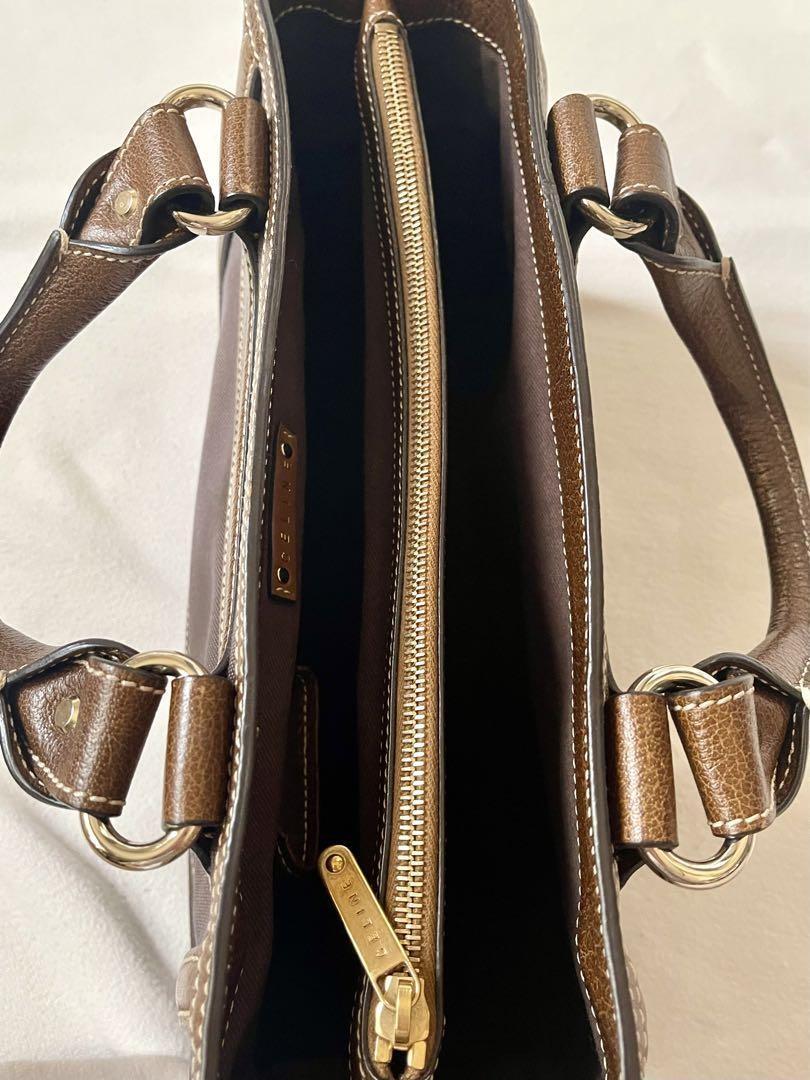 CELINE handbag Tote Purse Boogie Bag Brown Canvas Leather Authentic Used Women's