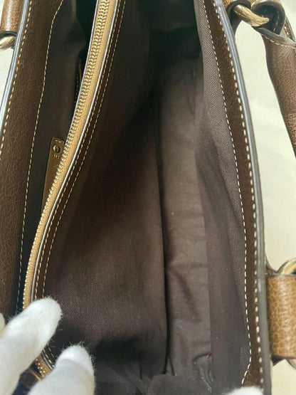 CELINE handbag Tote Purse Boogie Bag Brown Canvas Leather Authentic Used Women's