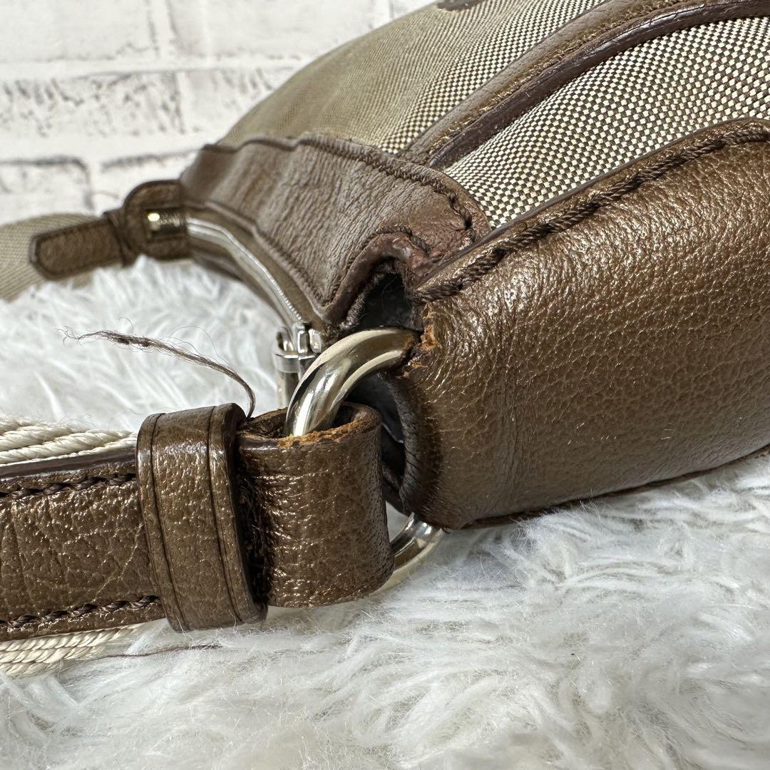 CELINE shoulder bag Purse Horse carriage Brown Canvas Leather Authentic Women's