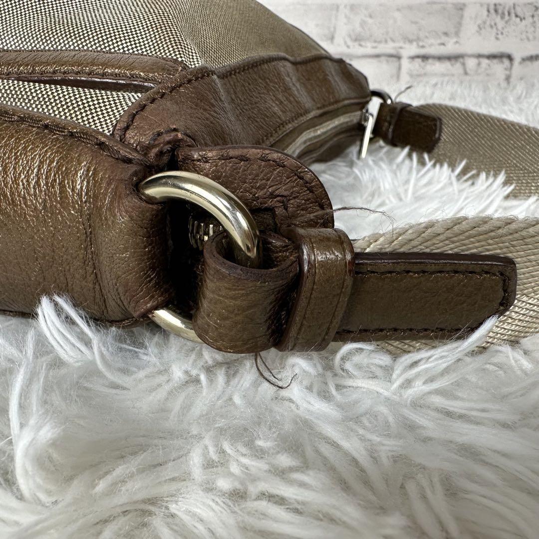 CELINE shoulder bag Purse Horse carriage Brown Canvas Leather Authentic Women's