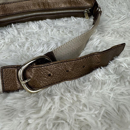 CELINE shoulder bag Purse Horse carriage Brown Canvas Leather Authentic Women's