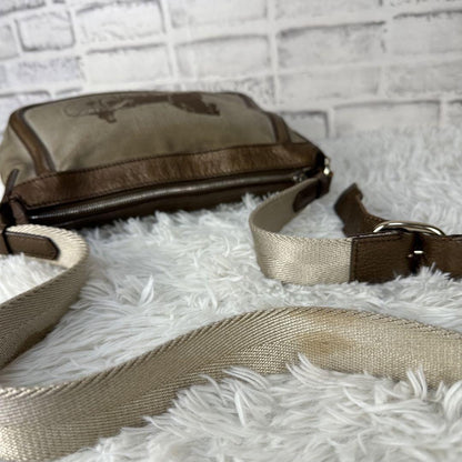 CELINE shoulder bag Purse Horse carriage Brown Canvas Leather Authentic Women's