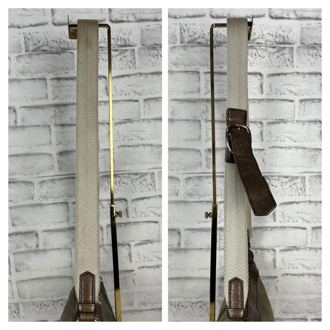 CELINE shoulder bag Purse Horse carriage Brown Canvas Leather Authentic Women's