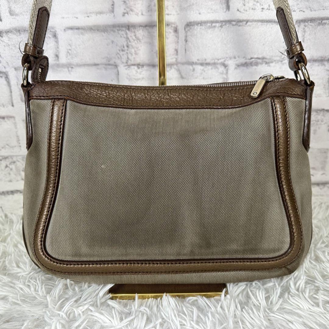 CELINE shoulder bag Purse Horse carriage Brown Canvas Leather Authentic Women's