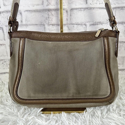 CELINE shoulder bag Purse Horse carriage Brown Canvas Leather Authentic Women's