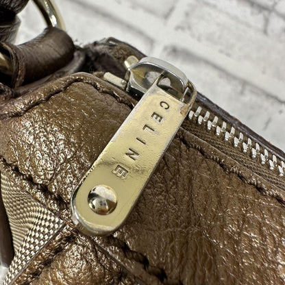 CELINE shoulder bag Purse Horse carriage Brown Canvas Leather Authentic Women's