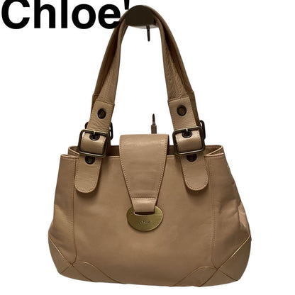 Chloe Purse handbag tote bag shoulder bag Beige Gold Leather Used Unisex Auth