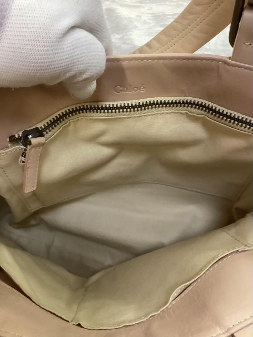 Chloe Purse handbag tote bag shoulder bag Beige Gold Leather Used Unisex Auth
