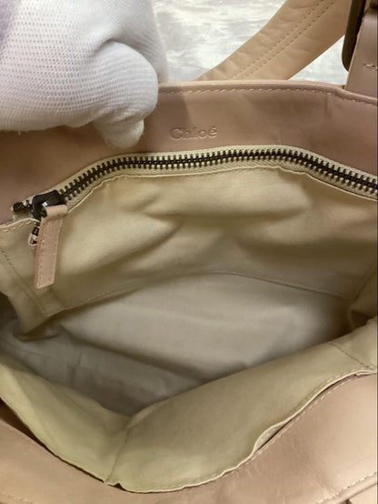 Chloe Purse handbag tote bag shoulder bag Beige Gold Leather Used Unisex Auth