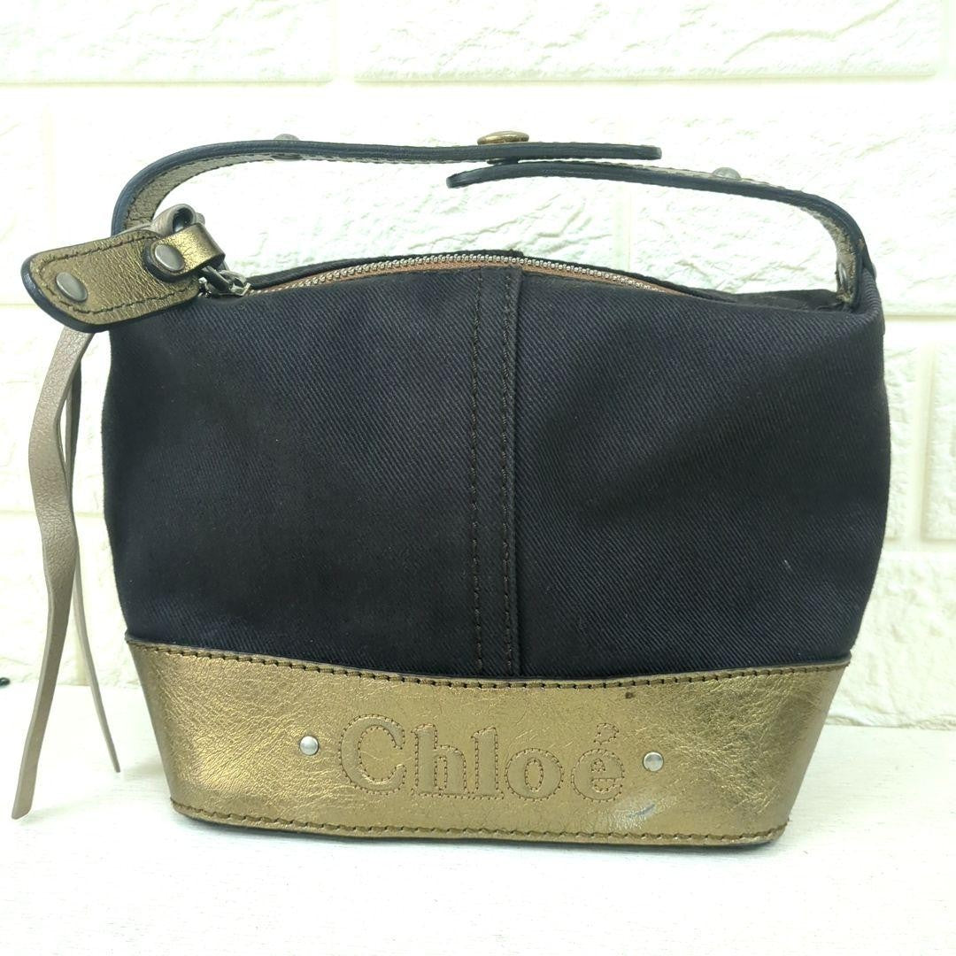 Chloe Purse Handbag Pouch Canvas Leather Women's Used Authentic