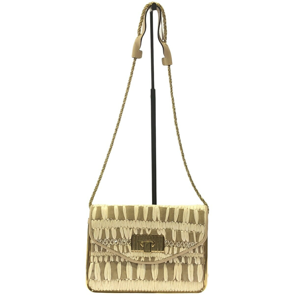 Chloe Suede Purse chain shoulder bag, beige Women's Used Authentic