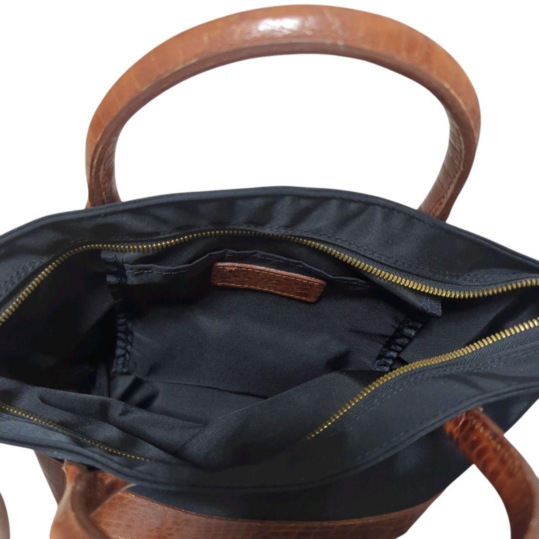 Valentino Garavani Sport Hand Bag Tote Purse Logo Nylon Leather Black Brown Auth