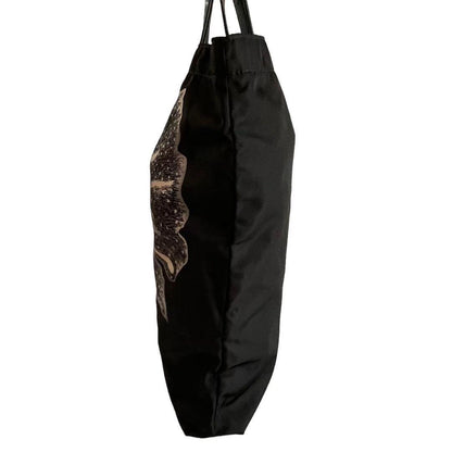 RED VALENTINO Hand Bag Tote Purse Canvas Leather Black Authentic