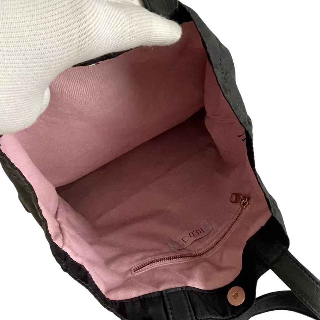 RED VALENTINO Hand Bag Tote Purse Canvas Leather Black Authentic