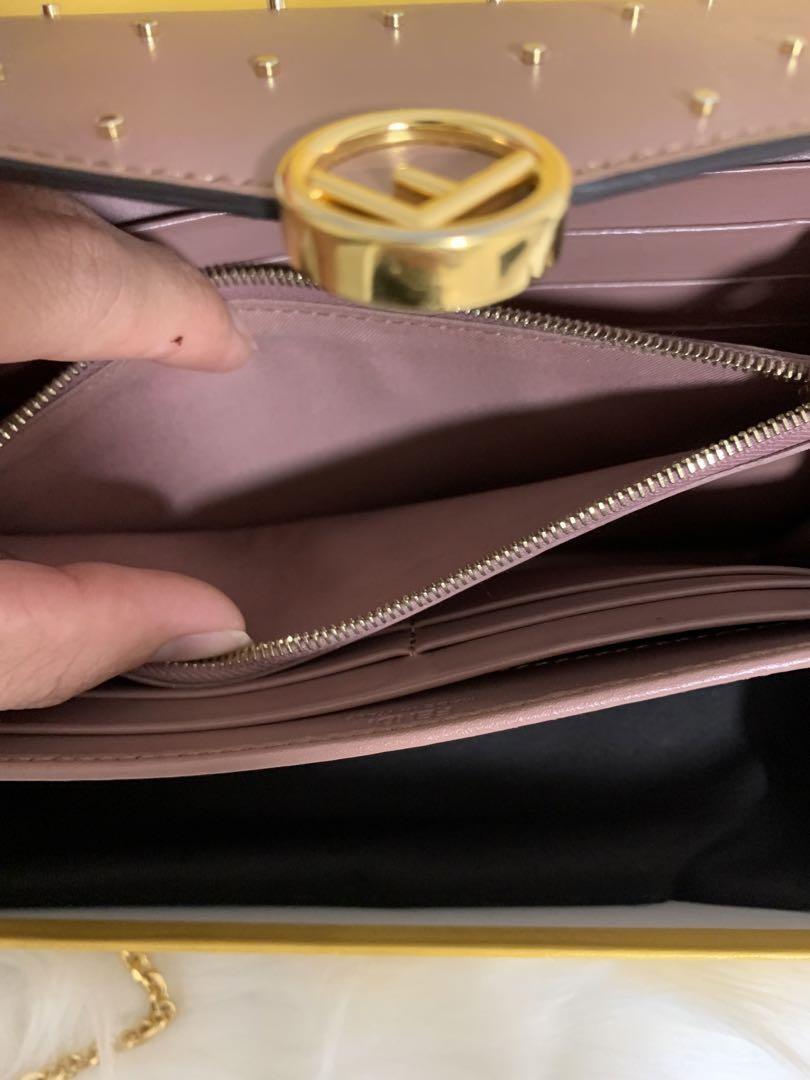 FENDI Shoulder Bag Purse Wallet F Logo Chain Authentic