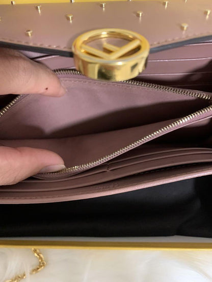 FENDI Shoulder Bag Purse Wallet F Logo Chain Authentic