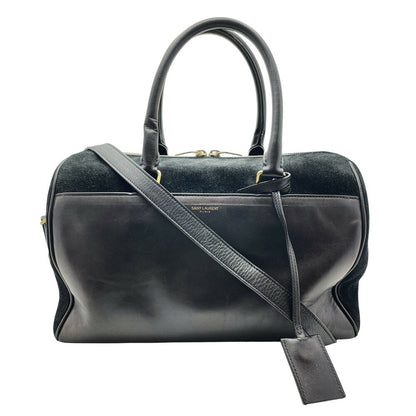 Saint Laurent Hand Shoulder Bag Tote Purse Leather Suede Black Authentic