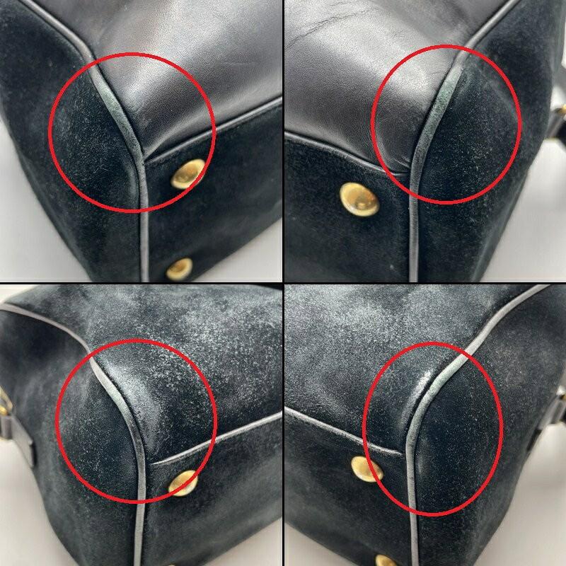 Saint Laurent Hand Shoulder Bag Tote Purse Leather Suede Black Authentic