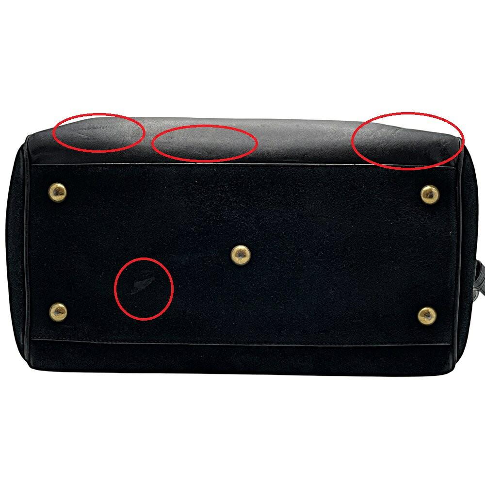 Saint Laurent Hand Shoulder Bag Tote Purse Leather Suede Black Authentic