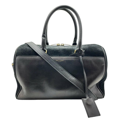 Saint Laurent Hand Shoulder Bag Tote Purse Leather Suede Black Authentic