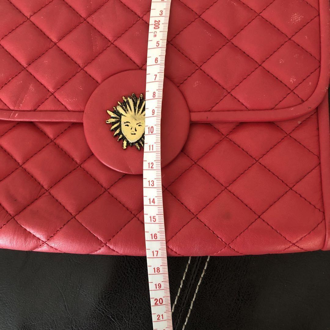 Saint Laurent Clutch Bag Second Bag Leather Pink Red Authentic