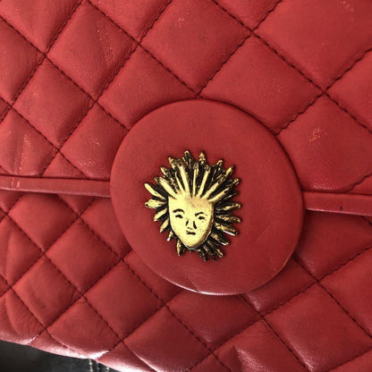 Saint Laurent Clutch Bag Second Bag Leather Pink Red Authentic