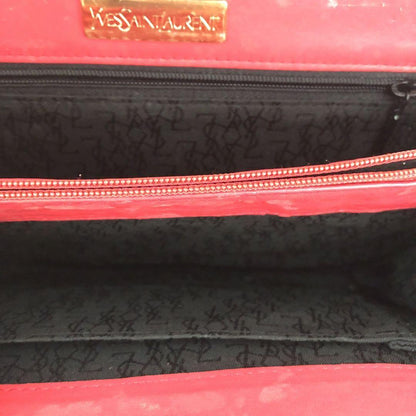 Saint Laurent Clutch Bag Second Bag Leather Pink Red Authentic