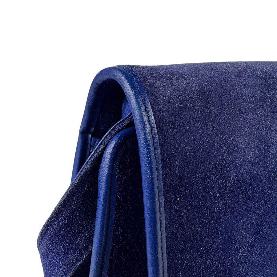 Saint Laurent Shoulder Bag Purse YSL Cassandra Suede Blue Authentic