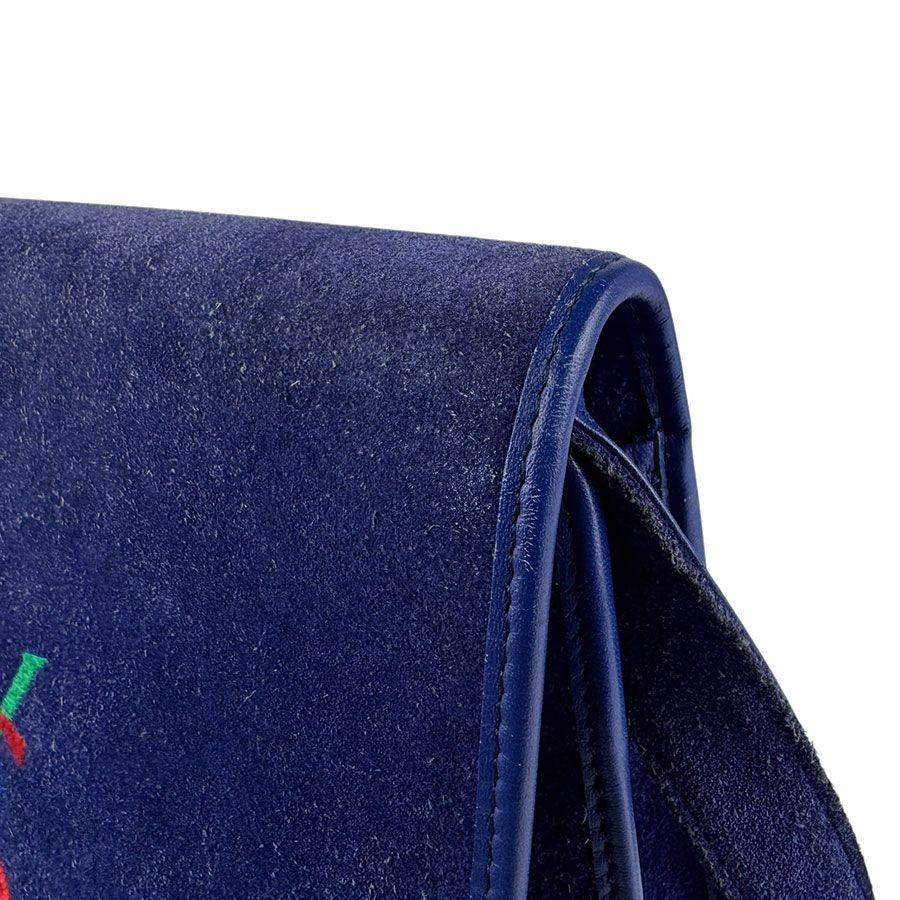 Saint Laurent Shoulder Bag Purse YSL Cassandra Suede Blue Authentic