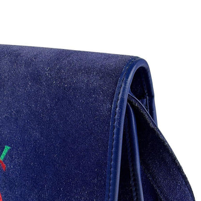 Saint Laurent Shoulder Bag Purse YSL Cassandra Suede Blue Authentic