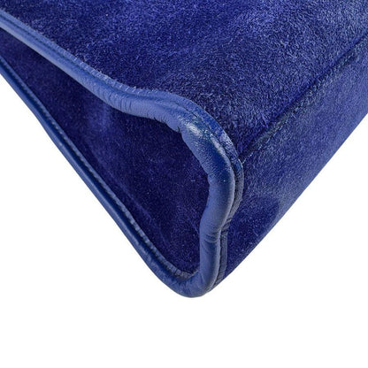 Saint Laurent Shoulder Bag Purse YSL Cassandra Suede Blue Authentic