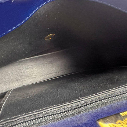 Saint Laurent Shoulder Bag Purse YSL Cassandra Suede Blue Authentic