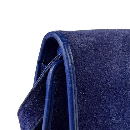 Saint Laurent Shoulder Bag Purse YSL Cassandra Suede Blue Authentic