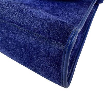 Saint Laurent Shoulder Bag Purse YSL Cassandra Suede Blue Authentic