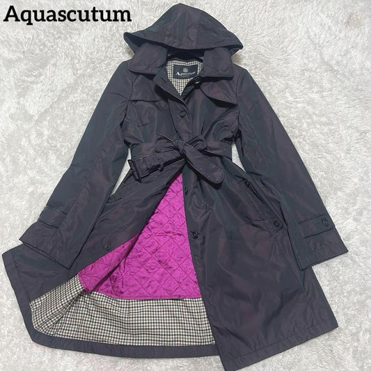 Aquascutum Trench Coat Club Check Asian fit L US size M Authentic
