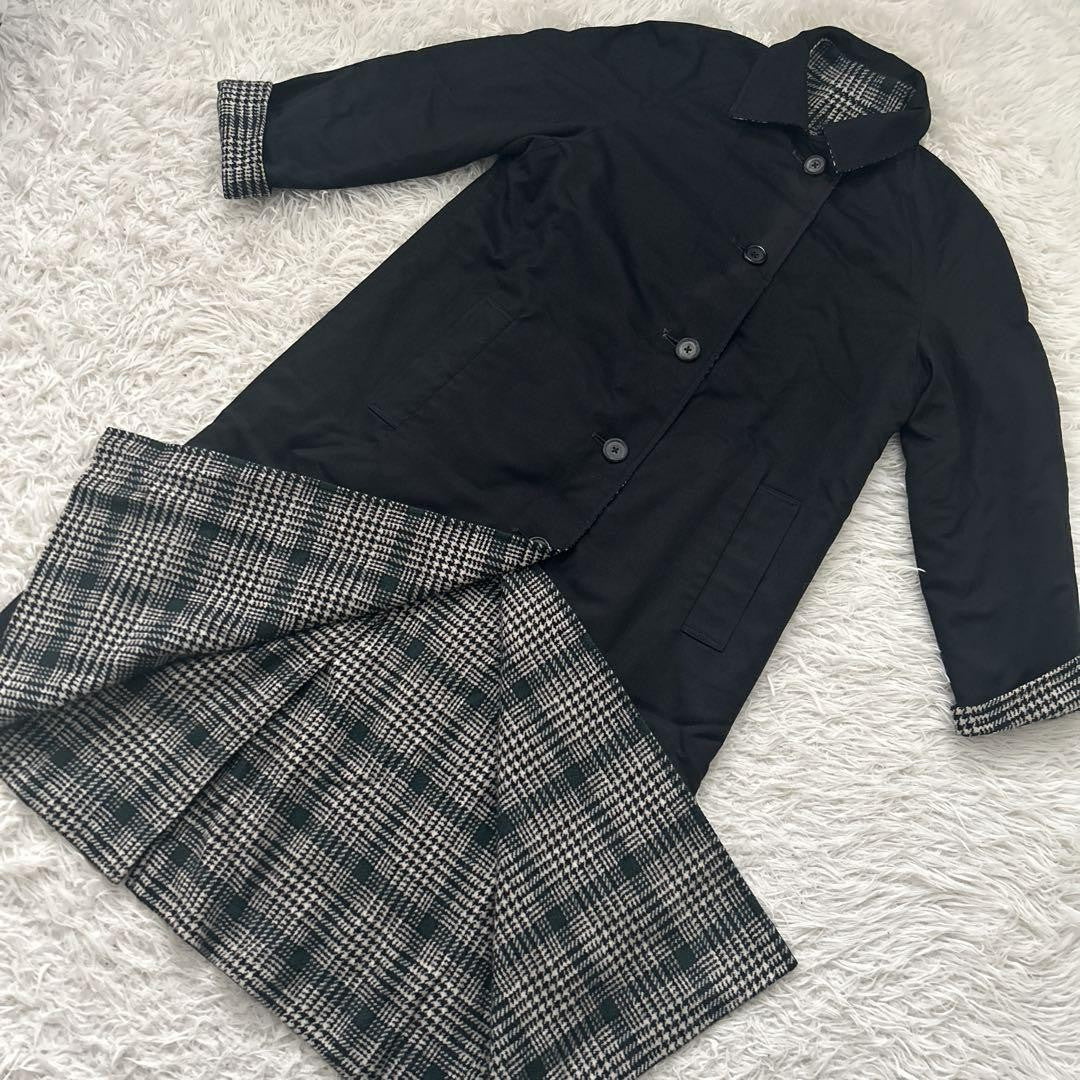 Aquascutum Reversible Coat FREE SIZE Black Green Authentic