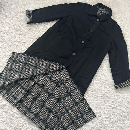 Aquascutum Reversible Coat FREE SIZE Black Green Authentic